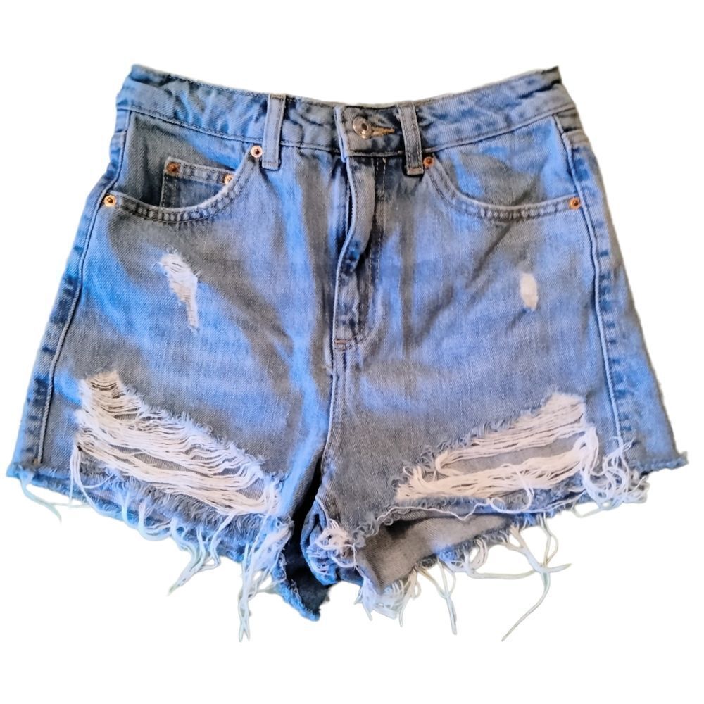 Topshop Moto MOM Denim Shorts US Size 2 Cut Off and Distressed